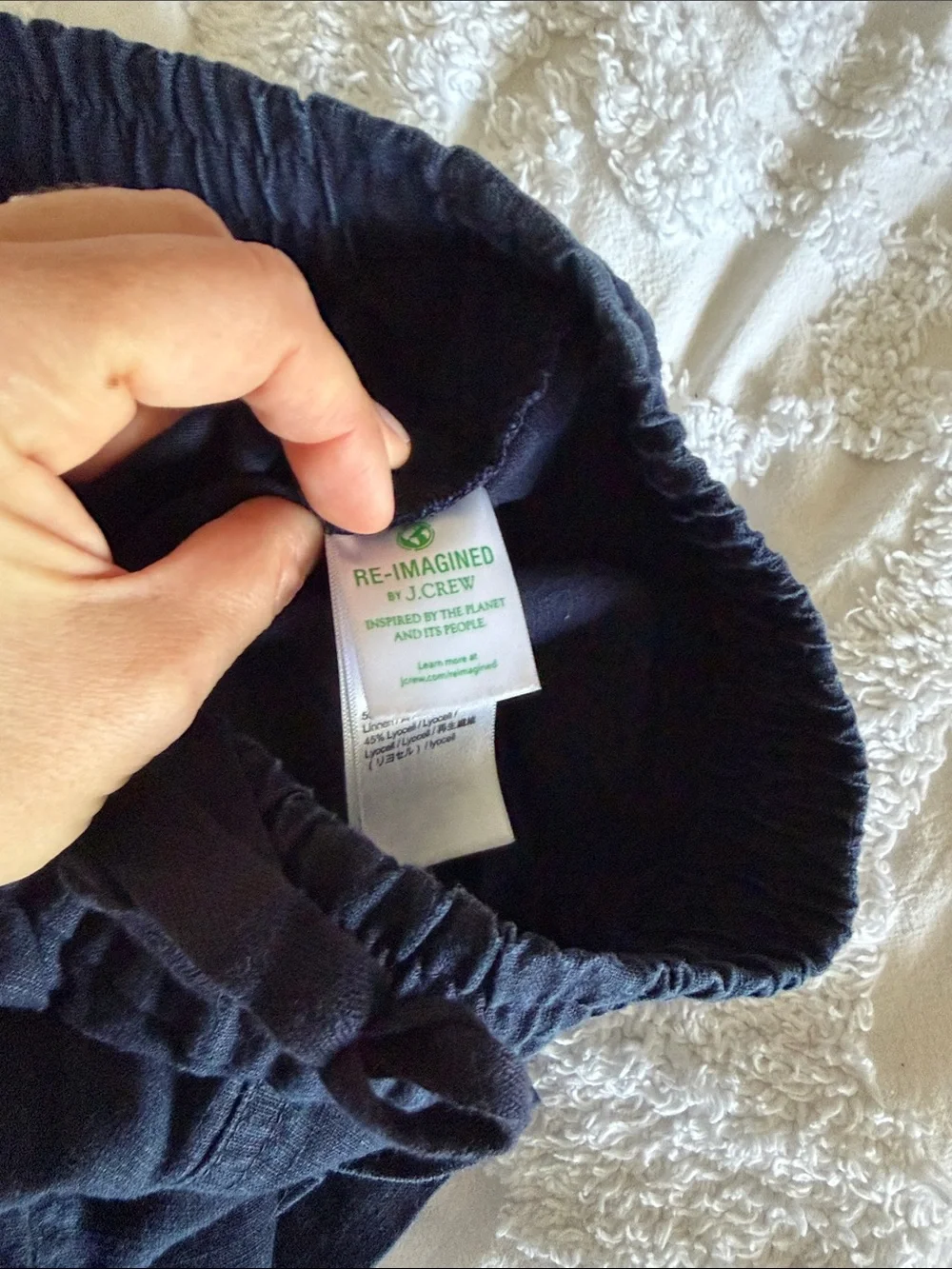 J. Crew Navy Elastic Waist Linen Shorts L